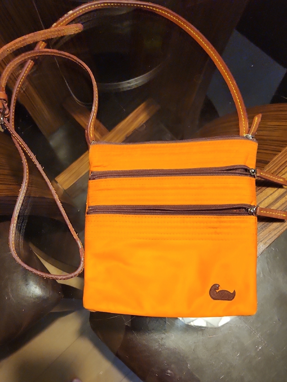 DOONEY & BOURKE Orange Crossbody Travel Bag with Dual Zip Pockets